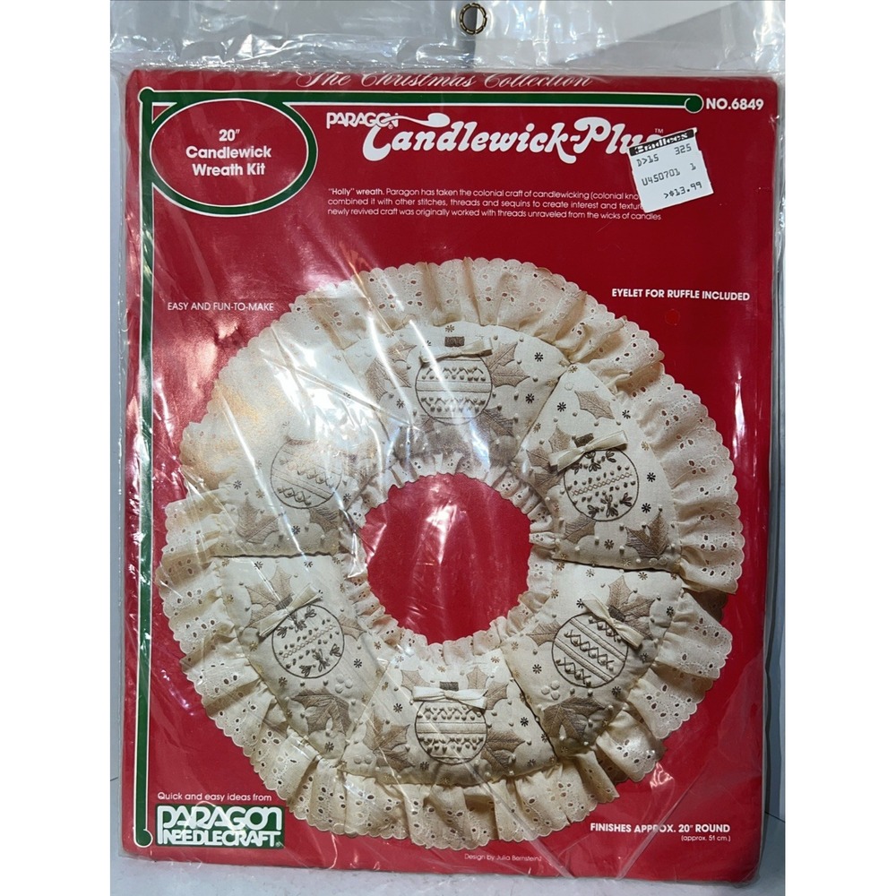 Paragon CANDLEWICK PLUS Christmas Holly Wreath Kit 20" round KIT New